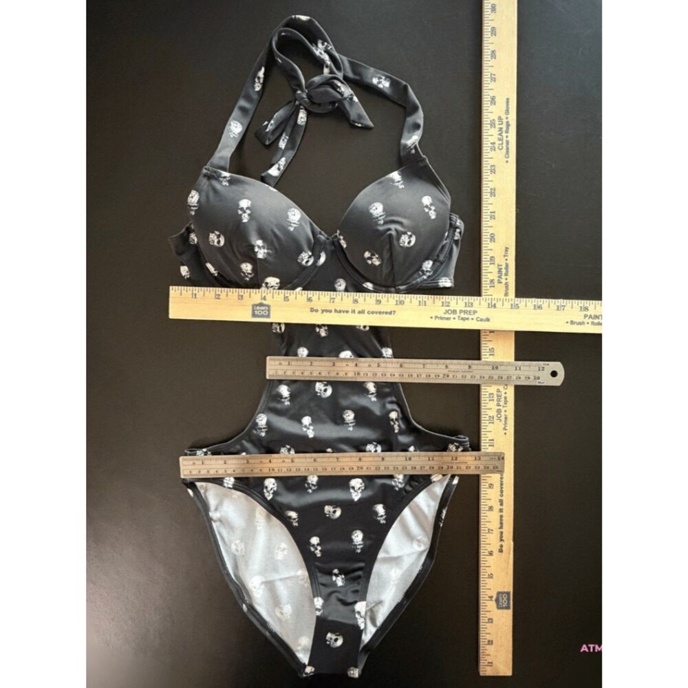 NWT Killstar Rebel Fate Skull Print Monokini Swimsuit SM - Picture 9 of 13